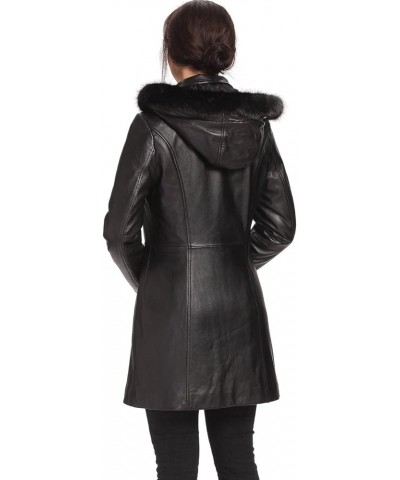 Women Irene Hooded Lambskin Leather Parka Coat (Also available in Plus Size & Petite) Black $196.95 Coats