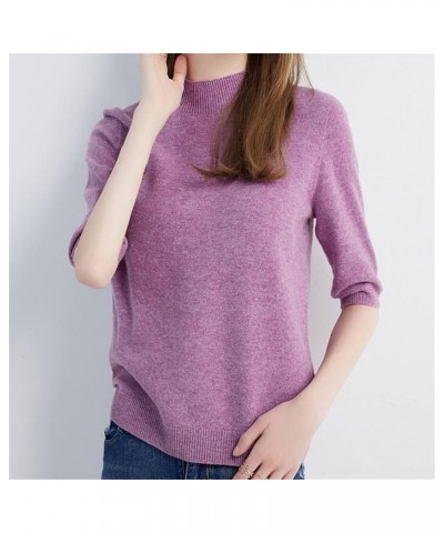 Women Knit Sweater Short Sleeve Pullover Wool Half Turtleneck Sweater Mustard $21.97 Sweaters