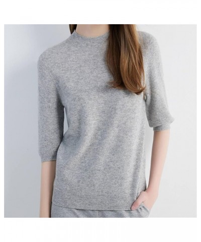 Women Knit Sweater Short Sleeve Pullover Wool Half Turtleneck Sweater Mustard $21.97 Sweaters