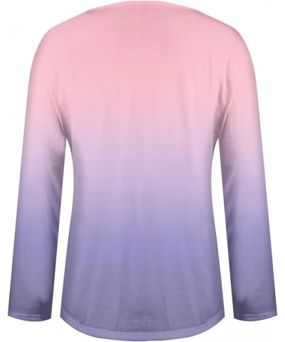 Long Sleeve Shirts for Women,Women's Trendy Gradient V Neck T Shirt Pullover Casual Loose Fall Blouse Top Graphic Tee 1-light...