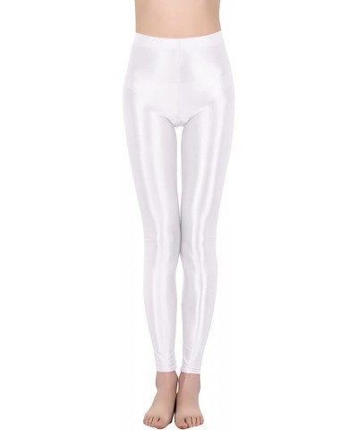 Women's High Waist Shiny Metallic Stretchy Leggings Tights Pants Rave Dance Bottoms Clubwear White a $9.76 Leggings