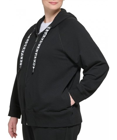 Women's Plus Size Cozy Comfy Terry Zip Hoodie Pullover Sweater Black $21.15 Sweaters