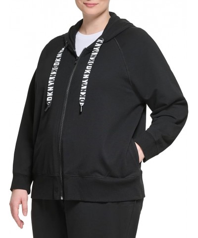 Women's Plus Size Cozy Comfy Terry Zip Hoodie Pullover Sweater Black $21.15 Sweaters