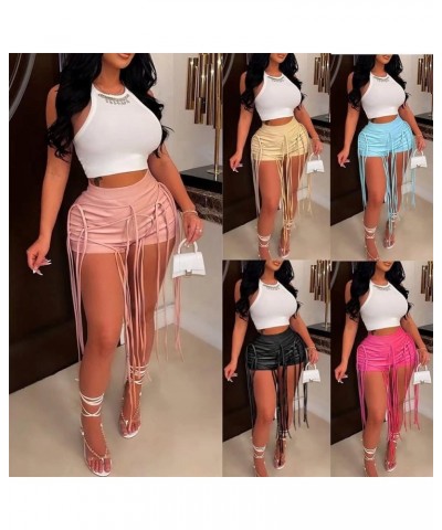 Women PU Faux Leather Bandage Short Trousers Low Waist Skinny Latex Leggings Lace Up Shorts Clubwear Indi Pink $17.86 Leggings