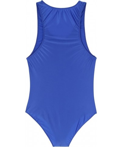 Women's 80s/90s Inspired Glossy Body Suit High Cut One Piece Thong Tank Leotards Swimsuits 2blue a $6.87 Swimsuits