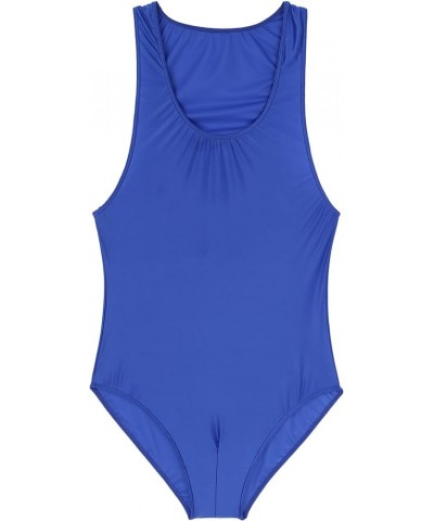 Women's 80s/90s Inspired Glossy Body Suit High Cut One Piece Thong Tank Leotards Swimsuits 2blue a $6.87 Swimsuits