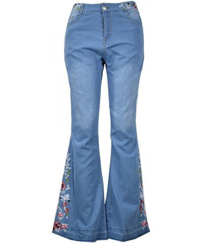 Womens Y2K E-Girl Streetwear Cute Jeans Street Denim Pants Classic Trousers Casual Cargo Pants 9 Flared Jeans Light Blue $19....