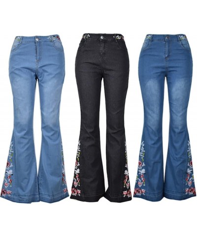 Womens Y2K E-Girl Streetwear Cute Jeans Street Denim Pants Classic Trousers Casual Cargo Pants 9 Flared Jeans Light Blue $19....