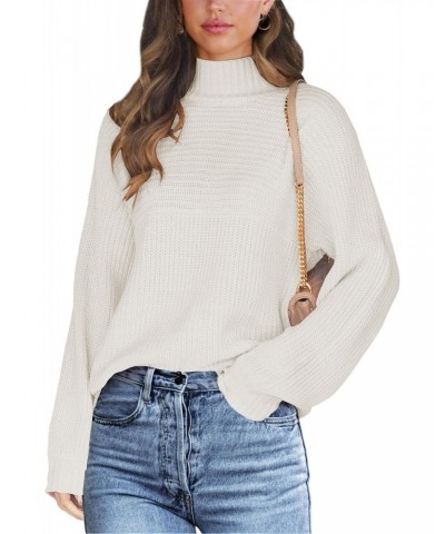 Womens Turtleneck Long Sleeve Pullover Sweaters Oversized Chunky Knitted Sweater Jumper Tops $11.43 Sweaters