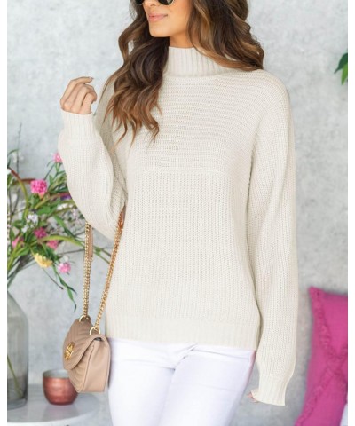 Womens Turtleneck Long Sleeve Pullover Sweaters Oversized Chunky Knitted Sweater Jumper Tops $11.43 Sweaters