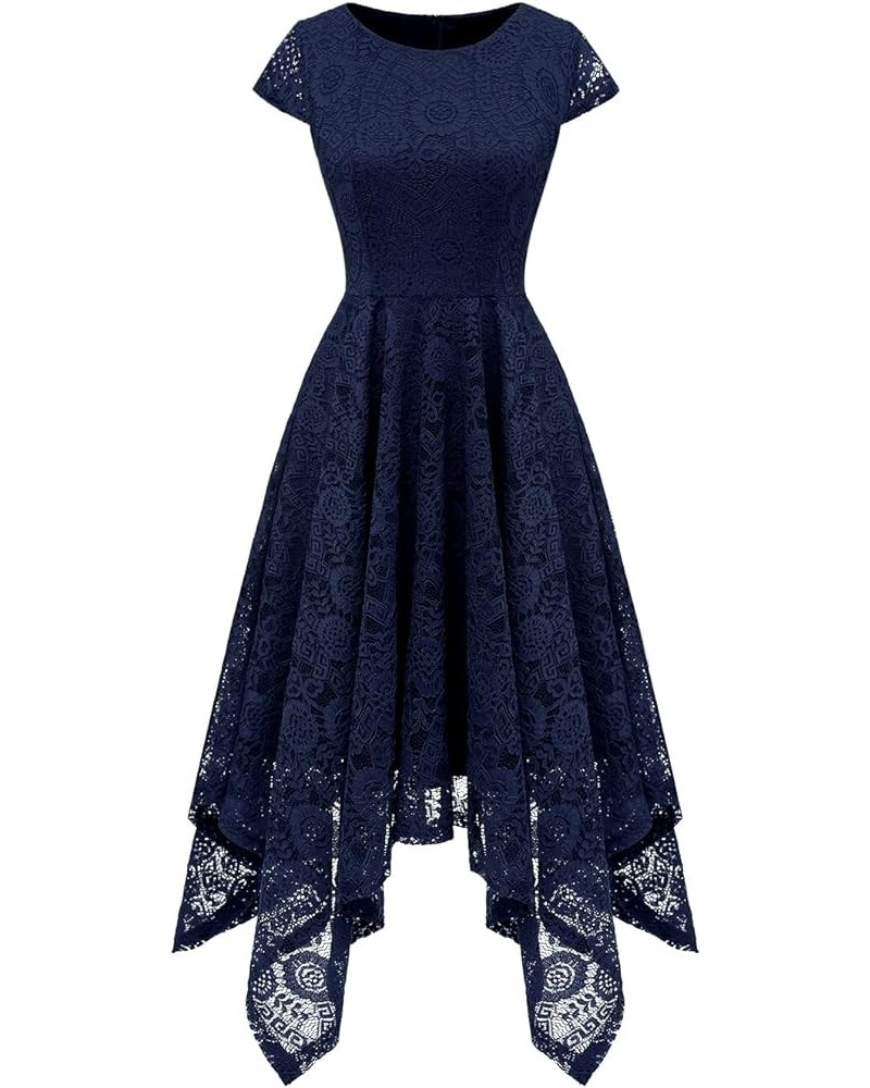 Prom Dress for Women Junior Graduation Wedding Guest Dresses with Cap Sleeve for Asymmetrical Dresses Navy $14.35 Dresses