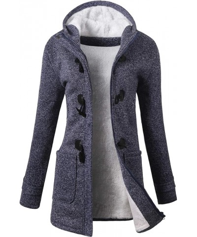 Womens Winter Fashion Outdoor Warm Wool Blended Classic Pea Coat Jacket Greyblue-thicker $28.59 Coats