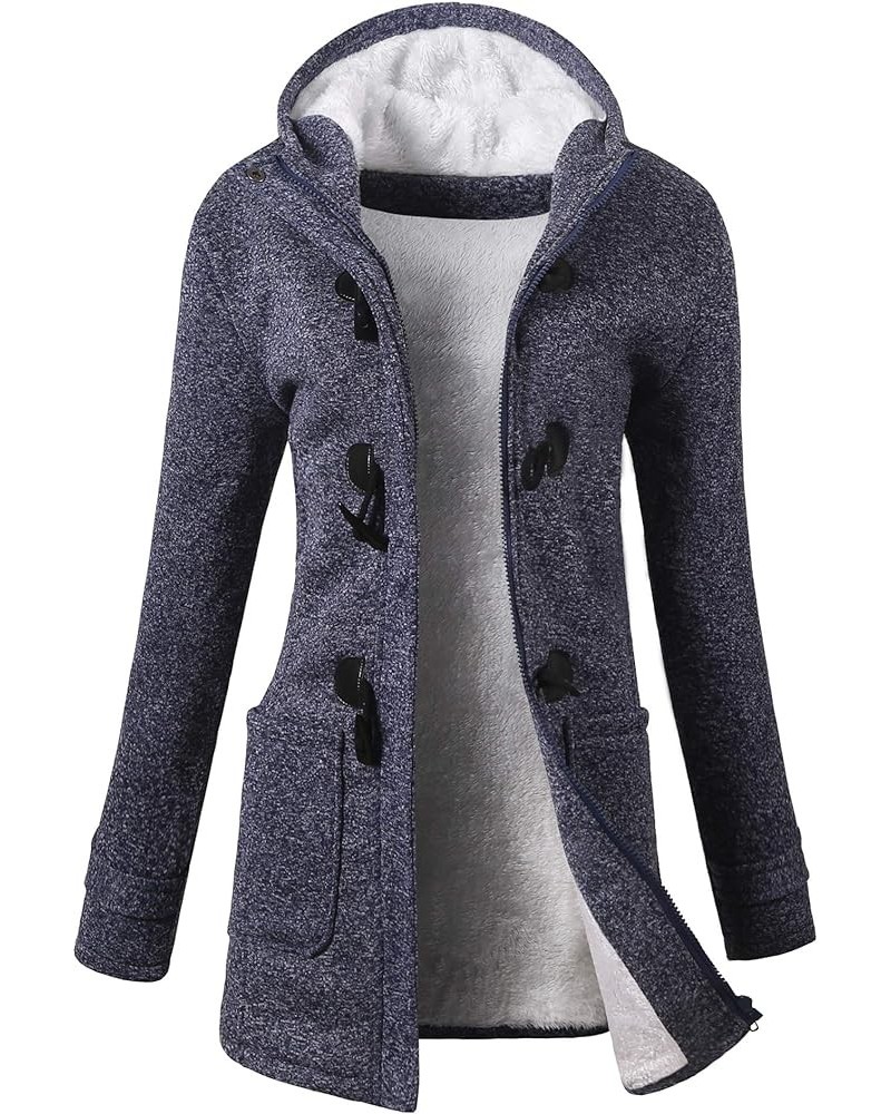 Womens Winter Fashion Outdoor Warm Wool Blended Classic Pea Coat Jacket Greyblue-thicker $28.59 Coats