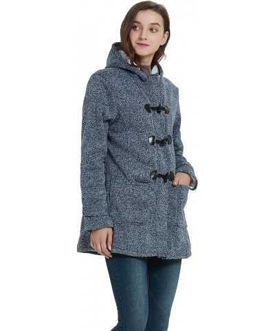 Womens Winter Fashion Outdoor Warm Wool Blended Classic Pea Coat Jacket Greyblue-thicker $28.59 Coats