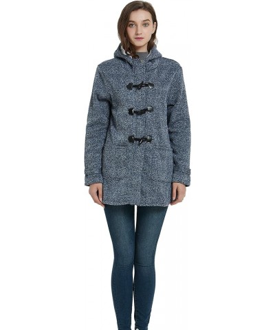 Womens Winter Fashion Outdoor Warm Wool Blended Classic Pea Coat Jacket Greyblue-thicker $28.59 Coats