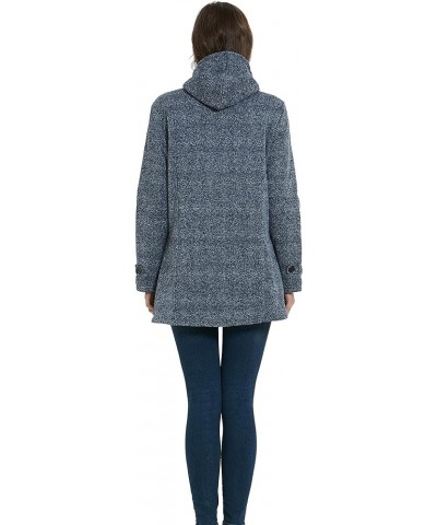 Womens Winter Fashion Outdoor Warm Wool Blended Classic Pea Coat Jacket Greyblue-thicker $28.59 Coats