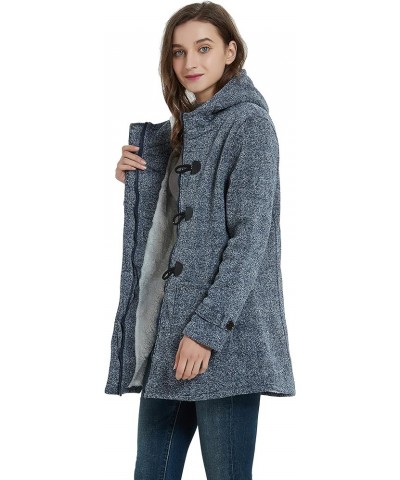 Womens Winter Fashion Outdoor Warm Wool Blended Classic Pea Coat Jacket Greyblue-thicker $28.59 Coats