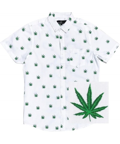 Official Molokai Button up Slim Fit Hawaiian Short Sleeve Shirts Cannabis (White) $15.84 Shirts