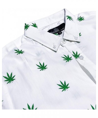 Official Molokai Button up Slim Fit Hawaiian Short Sleeve Shirts Cannabis (White) $15.84 Shirts