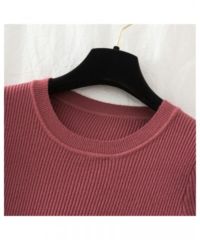 Women Pullover Slim O-Neck Warm Knitted Sweaters Jumper Blue $21.44 Sweaters