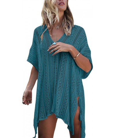 Swimsuit Cover Ups for Women V Neck Loose Beach Bathing Suit Cover Up Peacock-blue $14.99 Swimsuits