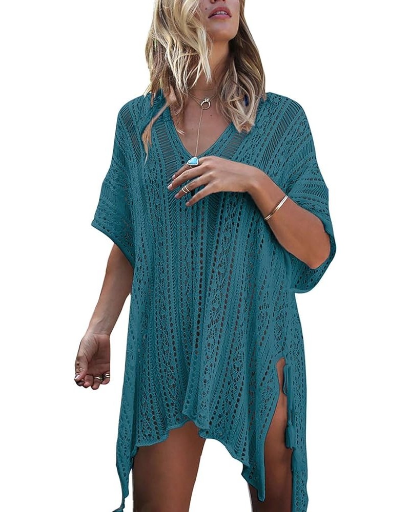 Swimsuit Cover Ups for Women V Neck Loose Beach Bathing Suit Cover Up Peacock-blue $14.99 Swimsuits