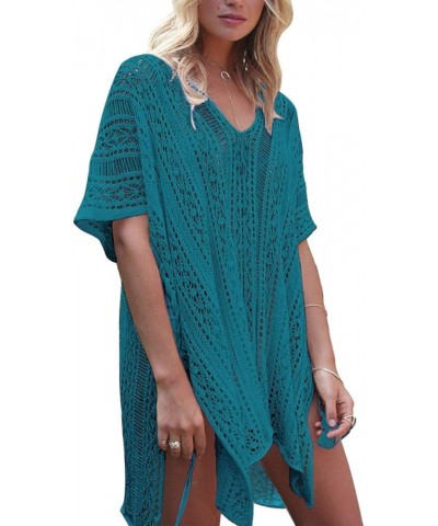 Swimsuit Cover Ups for Women V Neck Loose Beach Bathing Suit Cover Up Peacock-blue $14.99 Swimsuits