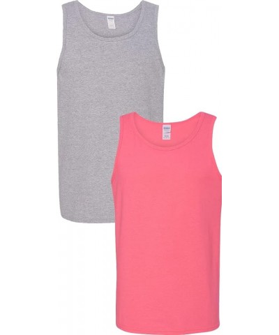 5200 - Heavy Cotton Tank Top Sport Grey/Safety Pink $8.93 Shirts