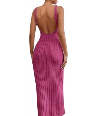 Spaghetti Strap Backless Maxi Dress for Women Y2K Sexy Open Back Cut Out Bodycon Long Dress Club Cocktail Sundress 38 $11.50 ...