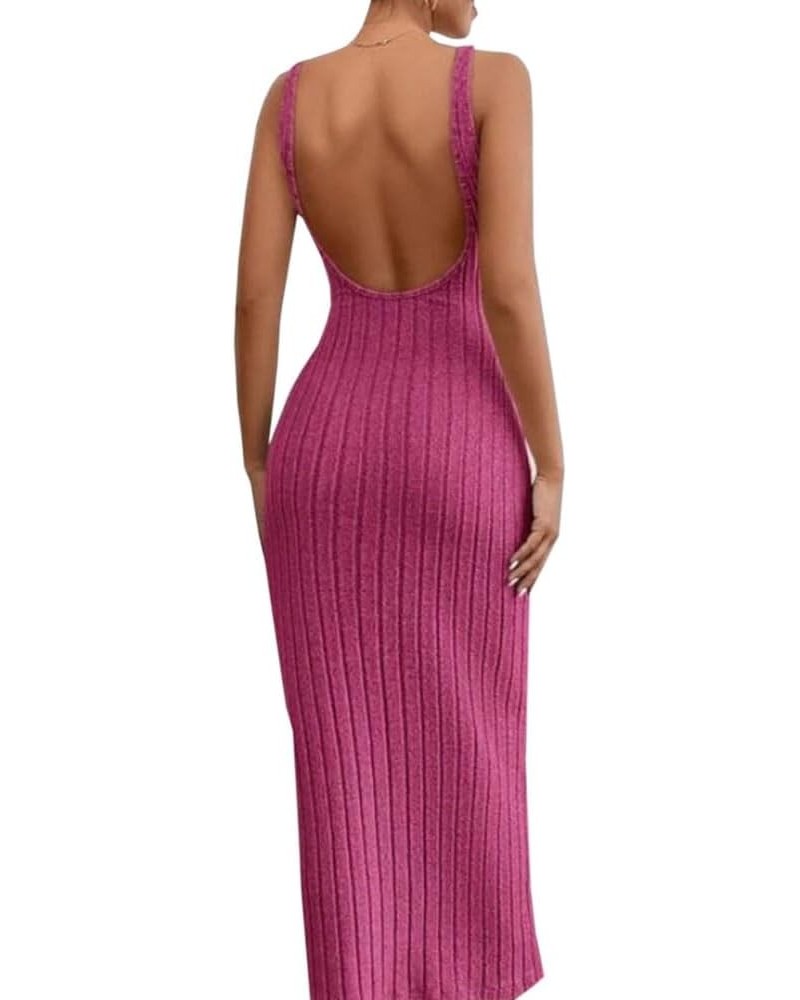 Spaghetti Strap Backless Maxi Dress for Women Y2K Sexy Open Back Cut Out Bodycon Long Dress Club Cocktail Sundress 38 $11.50 ...