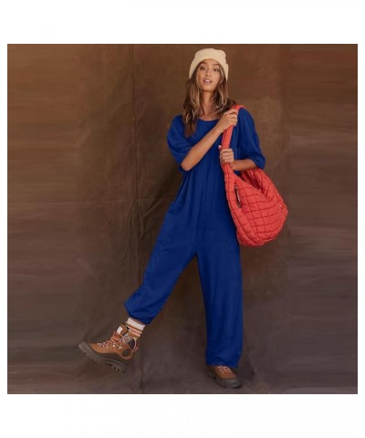 Women's Casual Jumpsuits Reversible Hot Shot Tee Onesie Summer Short Sleeve V Neck Harem Overalls One Piece Jumpsuit A-blue $...