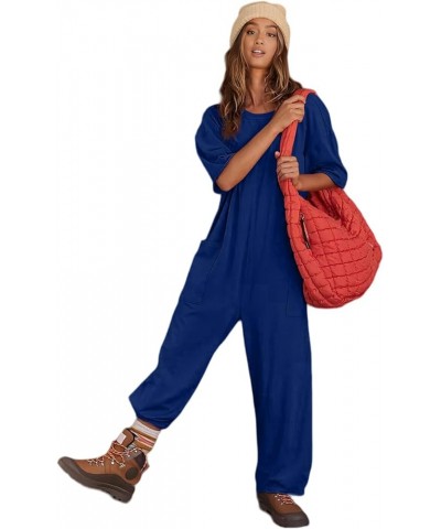 Women's Casual Jumpsuits Reversible Hot Shot Tee Onesie Summer Short Sleeve V Neck Harem Overalls One Piece Jumpsuit A-blue $...