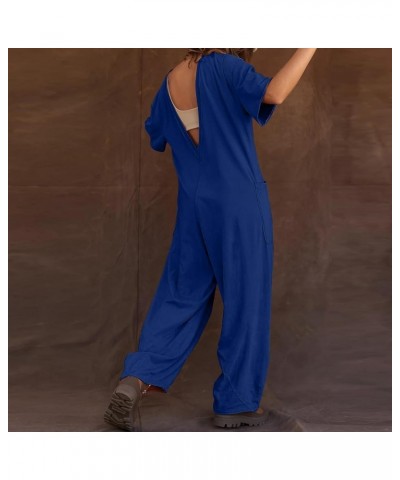 Women's Casual Jumpsuits Reversible Hot Shot Tee Onesie Summer Short Sleeve V Neck Harem Overalls One Piece Jumpsuit A-blue $...