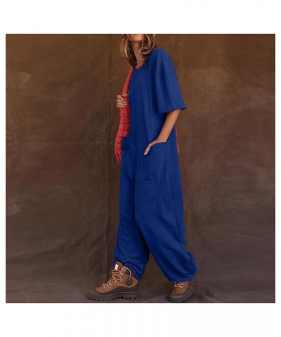 Women's Casual Jumpsuits Reversible Hot Shot Tee Onesie Summer Short Sleeve V Neck Harem Overalls One Piece Jumpsuit A-blue $...