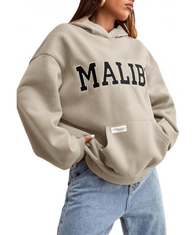 Women's Oversized Letter Print Graphic Sweatshirt Casual Hoodie Pullover Apricot $19.79 Hoodies & Sweatshirts