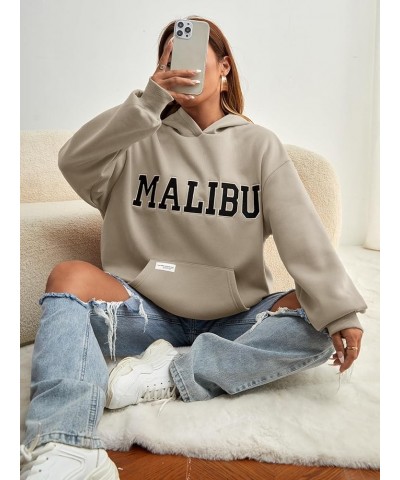 Women's Oversized Letter Print Graphic Sweatshirt Casual Hoodie Pullover Apricot $19.79 Hoodies & Sweatshirts