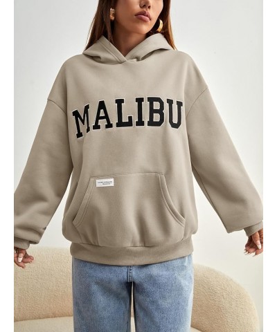 Women's Oversized Letter Print Graphic Sweatshirt Casual Hoodie Pullover Apricot $19.79 Hoodies & Sweatshirts