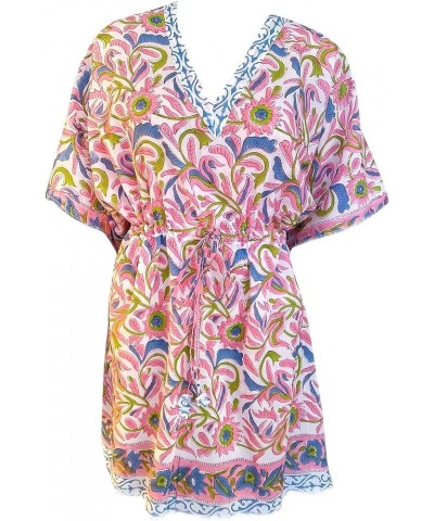 Women's Kaftan Pure Cotton Hand Block Printed for Swimsuit & Cover-up Kaftan-17 $12.46 Swimsuits