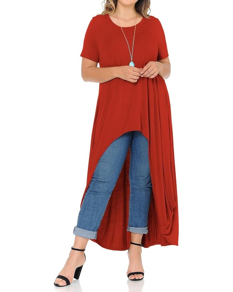 Women's High-Low Maxi Top in Plus Size Rust $10.39 T-Shirts