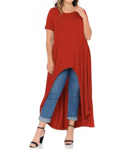 Women's High-Low Maxi Top in Plus Size Rust $10.39 T-Shirts