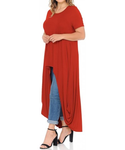 Women's High-Low Maxi Top in Plus Size Rust $10.39 T-Shirts