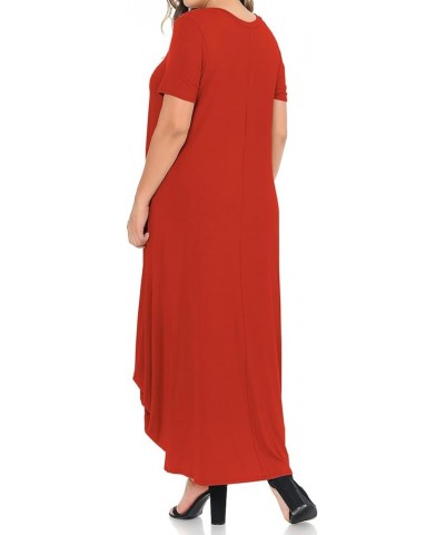 Women's High-Low Maxi Top in Plus Size Rust $10.39 T-Shirts