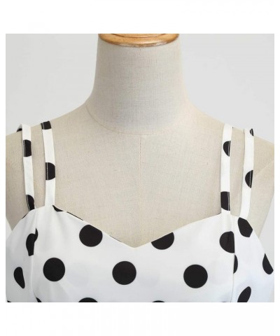 Women Vintage Polka Dot 1950s Rockabilly Halter Audrey Dress Retro Floral Evening Cocktail Swing Dress Camiwhite $12.25 Dresses