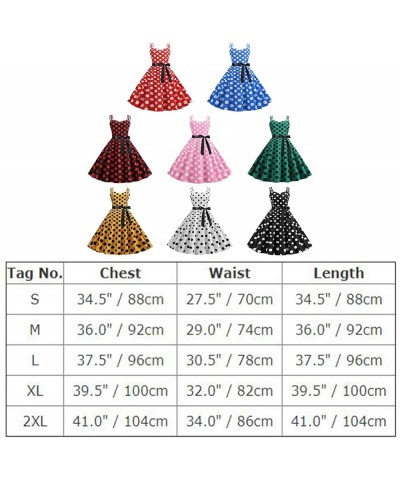 Women Vintage Polka Dot 1950s Rockabilly Halter Audrey Dress Retro Floral Evening Cocktail Swing Dress Camiwhite $12.25 Dresses