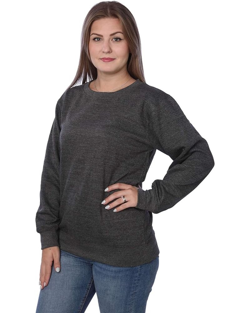 Women's Plus Size Active Fleece Pullover Sweatshirt Solid Charcoal Gray $8.66 Activewear