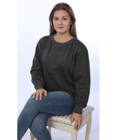 Women's Plus Size Active Fleece Pullover Sweatshirt Solid Charcoal Gray $8.66 Activewear