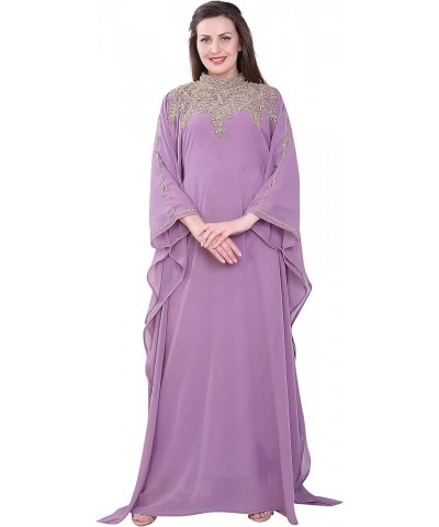 Women Kaftan Farasha Long Maxi Dress Long Sleeves Ethnic, Bridal, Evening, Party, Dress with Free Scarf Lavender $33.52 Dresses