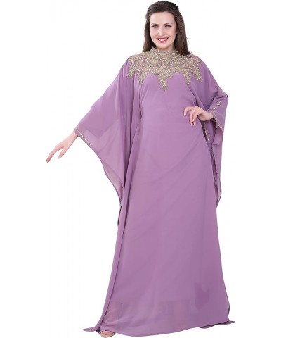 Women Kaftan Farasha Long Maxi Dress Long Sleeves Ethnic, Bridal, Evening, Party, Dress with Free Scarf Lavender $33.52 Dresses