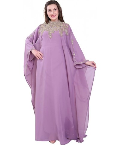 Women Kaftan Farasha Long Maxi Dress Long Sleeves Ethnic, Bridal, Evening, Party, Dress with Free Scarf Lavender $33.52 Dresses