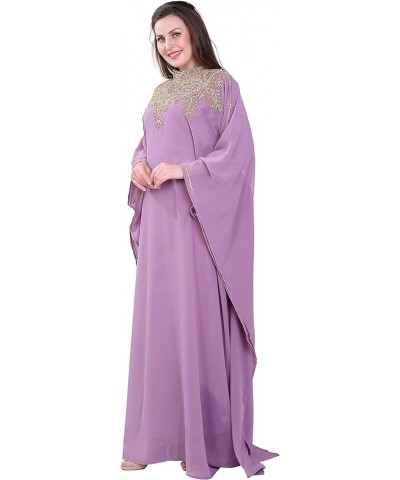 Women Kaftan Farasha Long Maxi Dress Long Sleeves Ethnic, Bridal, Evening, Party, Dress with Free Scarf Lavender $33.52 Dresses